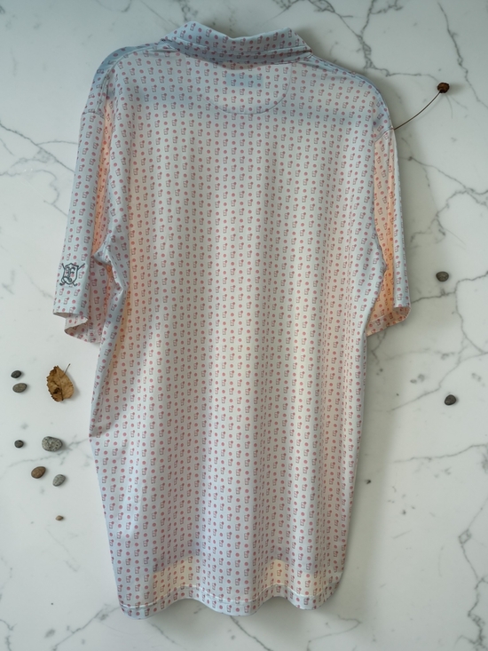 Lowcountry Collection Polo Shirt Mens Large White Pink Cocktail Print Golf - Picture 2 of 5